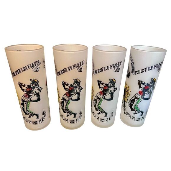 MCM Vintage 1940s-1950s CALYPSO~6pc/13oz~COLLINS GLASSES~BAR~TUMBLERS~CARIBBEAN - Picture 4 of 9